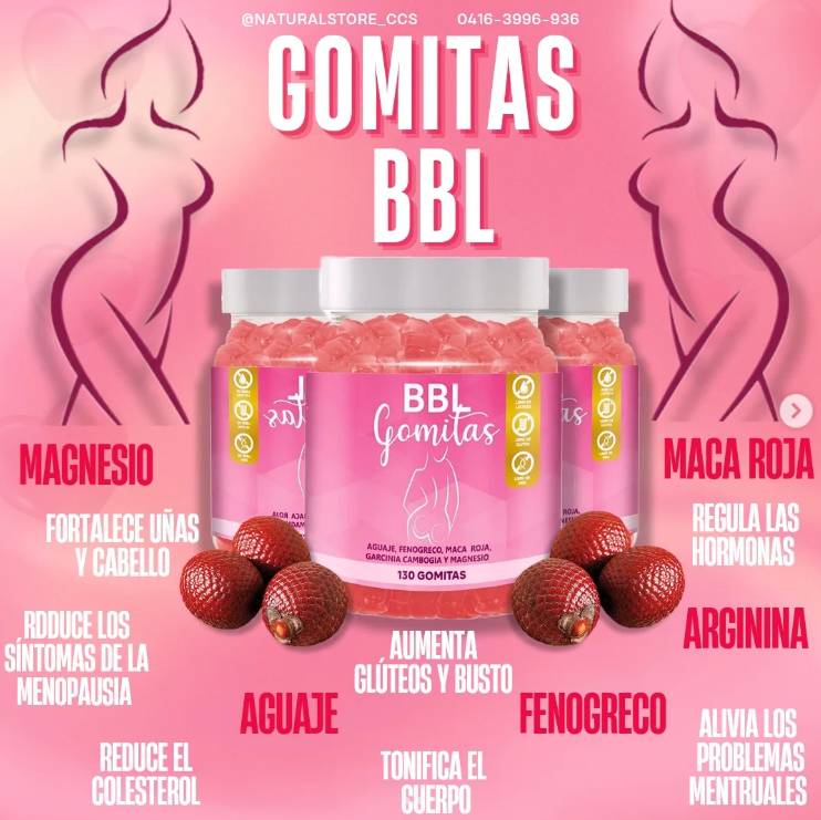 Gomitas BBL™ – con Aguaje Natural y Fitoestrógenos para Curvas Femeninas y Equilibrio Hormonal(130 unidades)
