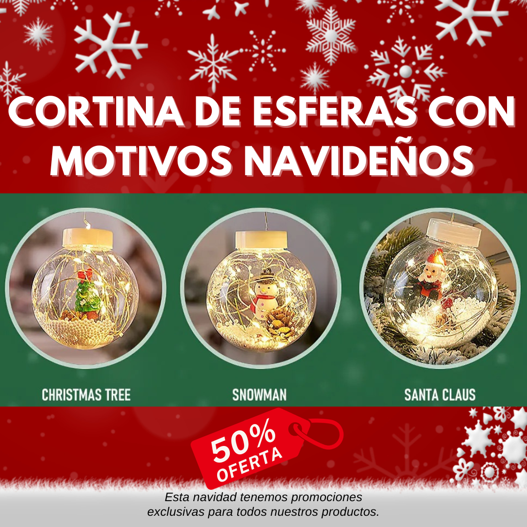 🌲Cortina de Esferas Navideñas - 3 METROS