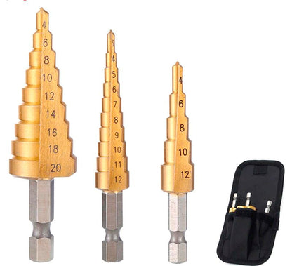 Kit 3 Brocas Escalonadas de Titanio